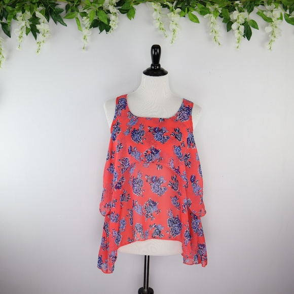 No Boundaries Tops - ❤5 for $25 Floral Double Layer Blouse Tank M